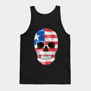 Liberia Flag Skull - Gift for Liberian With Roots From Liberia Tank Top